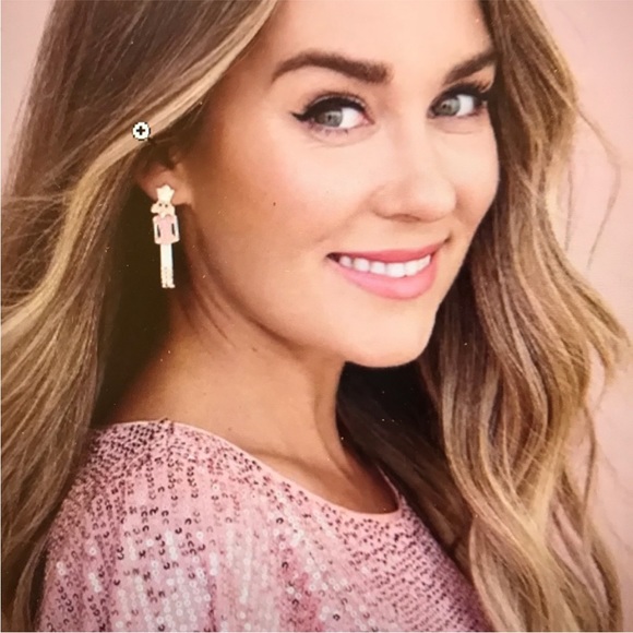 Pink nutcracker earrings LC Lauren Conrad pastel pink Christmas earrings - Picture 2 of 4